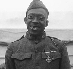 Sgt. Henry Johnson of the 369th Infantry Regiment was awarded the French Croix de Guerre for bravery during an outnumbered battle with German soldiers, Feb. 12, 1919. (US Army)