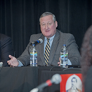 Mayor Jim Kenney speaks at the Catto Election Day event.  (Photo courtesy: CCP)