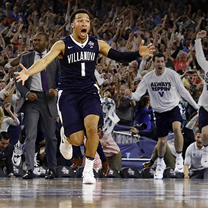 Villanova's Jalen Brunson and teammates celebrate. (AP Photo/David J. Phillip)