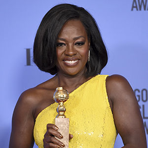 Viola Davis poses in the press room with the award for best performance by an actress in a supporting role in any motion picture for "Fences" at the 74th annual Golden Globe Awards at the Beverly Hilton Hotel on Sunday, Jan. 8, 2017, in Beverly Hills, Calif. (Photo by Jordan Strauss/Invision/AP)